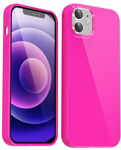 Svanove per iPhone 12 Mini Custodia in Silicone, Guscio Sottile Tinta Unita Liscio Gomma Gel di Originale, Morbido TPU Guscio Ultrasottile Antiurto Custodia Protettiva, Rosa Caldo