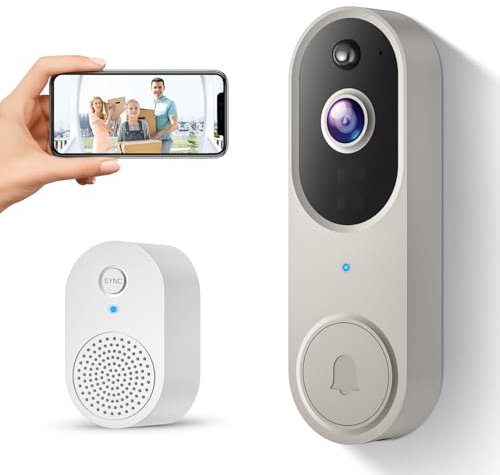 SUNNYJANE 1080P Smart Video Doorbell Camera Wireless, Human Motion Detection and Instant Alerts, Night Vision, 2-Way Audio, Rechargeable Battery, Cloud Storage, Home Security System
