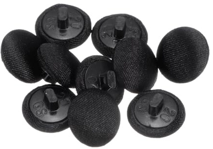 QUARKZMAN 10 Stück Knöpfe 12,5mm Stoffbezogene Knöpfe Schwarz Nähknöpfe mit Stoff bezogen Runder Kunststoffschaft Ösen Vintage für Anzüge Kleider Blusen Mantel Jacke Blazer Basteln