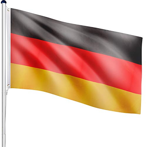 FLAGMASTER Teleskop Fahnenmast Aluminium 6,20 m, 5-Fach höhenverstellbar, 30 Verschiedene Fahnen zur Wahl, Komplettset mit Bodenhülse