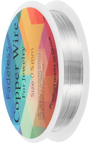 sourcing map 0.5mm/24 Gauge Copper Wire for Jewelry Making, 1 Roll Craft Tarnish Resistant Beading Wire for Jewelry Making Supplies DIY (Silver)