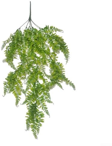 Paquete de 5 plantas colgantes artificiales verdes y brillantes, follaje de helecho falso