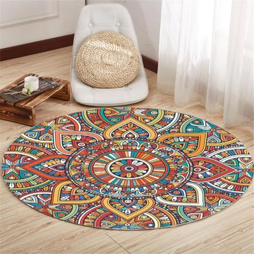DJHWWD Living Room Carpet auslegeware Blauer Teppich für den Innenbereich, runder Schlafzimmer, feuchtigkeitsbeständig und schmutzabweisend mädchen deko Zimmer terrasse 120X120CM