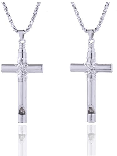 Hezhou 2 Stück Kruzifix Pfeife Kreuz-Pfeife Trillerpfeife Notpfeife Signalpfeife Trainerpfeife Metall Kreuz Whistle SOS Pfeife Schiedsrichter-Pfeife Trillerpfeifen Signalpfeifen (Schwarz)