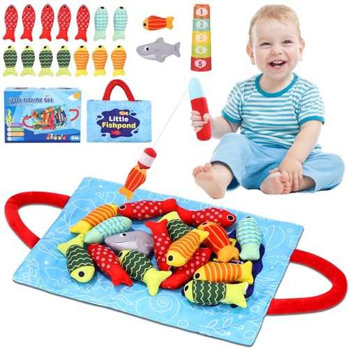 Zaxiva Juguetes Niños 1 Año, Juguete de Pesca Educativo, Juguetes Montessori 1 Año, Regalo Bebé, Juguete Sensorial para Coordinación y Motricidad, Niños 1 2 3 Años, Regalo Niños y Niñas