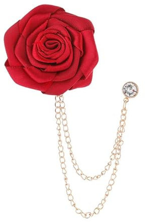 1 Stücke Hochzeitsbroschen Bräutigam, Rosenblüten Anstecknadel, Rosen Blumen Brosche, Stoff Kunst Rosen Blumen Brosche, Ideal für Formelle und Ungezwungene Anlässe (Rot)