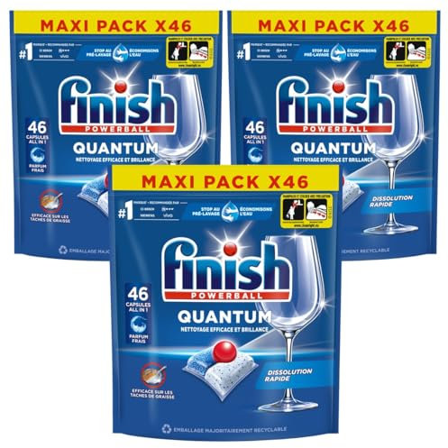 Finish Quantum Pastilles Lave-Vaisselle All in One- Parfum Frais - 138 Tablettes Lave-Vaisselle