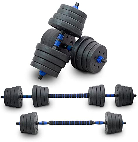Bituxx 2in1 Hantelset Kurzhantel Langhantel Set Hanteln Krafttraining Gewichte Dumbbells