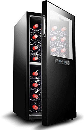 IUBGFTO Enfriador de Vino termoeléctrico de 24 Botellas, refrigerador de Vino termoeléctrico de Funcionamiento silencioso, refrigerador Independiente para Bodega con encimera