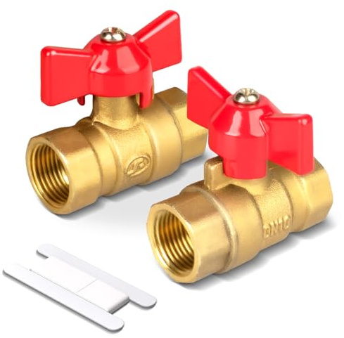 Bwintech 2 Pcs 3/8 Female BSP to 3/8 Female BSP in Brass, Ball Valves with Wing Handle 180 Degree Shut Off Switch Operation Handle Valve Pipe Fittings