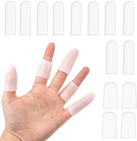 FdcLixuvol 14 stycken fingerlockar silikon, fingerskydd av gel, vattentäta fingerhylsor för fingertoppsskydd, tumskydd vid skador, utlösande fingrar och fingersprickor (två stilar)