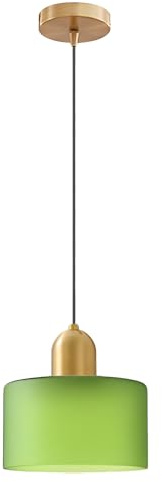 HJXDtech Mini Lampada a Sospensione in Vetro con Finiture Oro & Cavo Regolabile 200cm, Moderno Lampadario Sospeso da Soffitto E27 per Cucina, Sala da Pranzo, Camera da Letto (Verde Matt, 20cm)