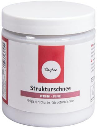 Rayher Strukturschnee fein, schneeweiß, mit Eis-Effekt, Dekoschnee-Paste für weiße, feinkörnige, strukturierte Oberflächeneffekte wie Schnee, frostig glitzernde Schneeeffekte, Dose 250 ml, 35108100