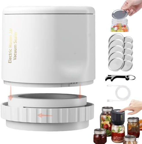 mason genie vakuumierer,Envasadora Vacio para Tarros Cristal, sellador al vacío portátil recargable 3 en 1,para tarros de mason,sellador al vacío de mano para alimentos,chamber vacuum -B
