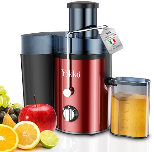 Centrifuga Frutta e Verdura, 3 Velocità di Regolazione, 800W Estrattore Frutta e Verdura con 75 MM Bocca Larga, Facile da Pulire, Acciaio Inossidabile Senza BPA (Rosso-40)