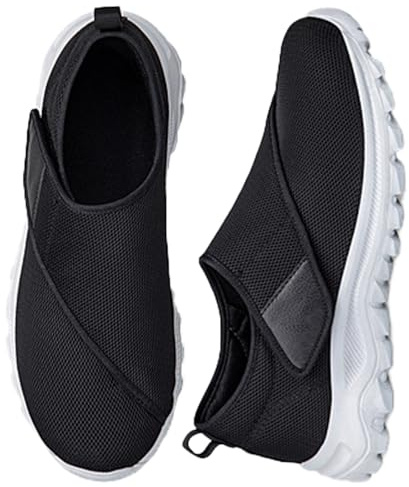 AEHO Scarpe sanitarie Uomo comode Pantofola Diabetici Estivi Slip on Pianta Larga Sneaker Casual Ortopediche con Strappo per Piedi Gonfi da Camminata,Nero,43 EU