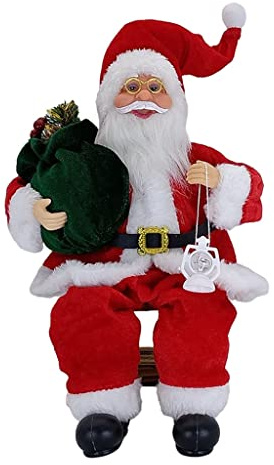 Figuras de Papá Noel sentado de 14 pulgadas, decoración de figura de Navidad para colgar adornos de árbol de Navidad, figuras coleccionables de juguete