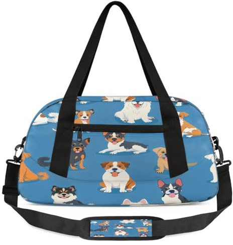 Kinder-Seesack mit schönem Hundemuster, klein, leicht, Reise-Sporttasche für Jungen und Mädchen, Wochenendtasche, Fitnessstudio, Handgepäcktasche für Schule, Sport, Übernachtung