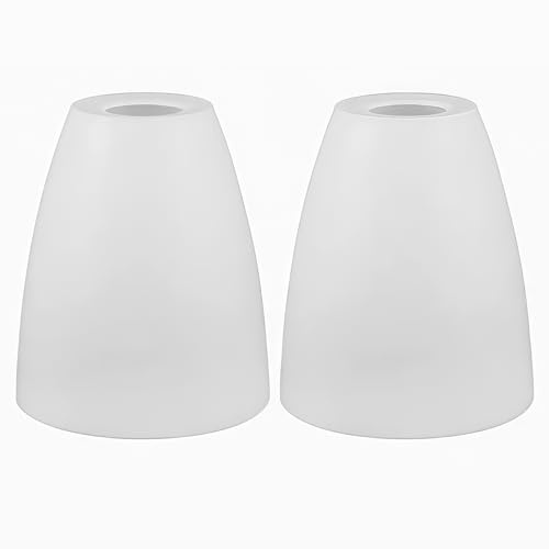 2Pcs 3cm Hole White Frosted Plastic Flat Head Horseshoe Lampshades Small Lamp Cover Replacement Chandelier Shade Pendant Light Cover for Bedside Table Light Floor Lamp