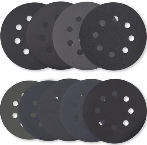 36Pcs 125mm Sanding Discs Hook and Loop Random Orbital Sander Pads 240 320 400 600 800 1000 1200 1500 2000 Grit 8 Hole 5 Inch Round Sanding Discs Pads for Polishing Wood Metal Jewelry Car