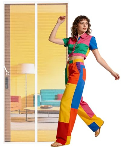 Tenda Magnetica Zanzariera Porta 97 x 240 cm Varie Taglie Tenda Anti Zanzare Mantiene L'Aria Fresca per Ideale Porte da Balcone, Cantine, Terrazze, Bianco