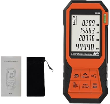 Slitstark Avståndsmätare 50M Stor Skärm Laseravståndsmätare Kan Mäta Avstånd/area/volym Utan Batteri Precision Flexibilitet Mätning