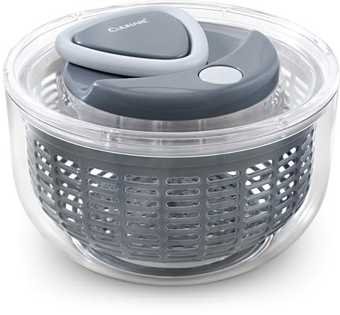 Culinare Salad Spinner Small Salad Spinner with Non Slip Base | Compact Design Ideal for 1 - 2 Portions, Brake Button To Release More Water, 21cm, BPA Free Food Safe