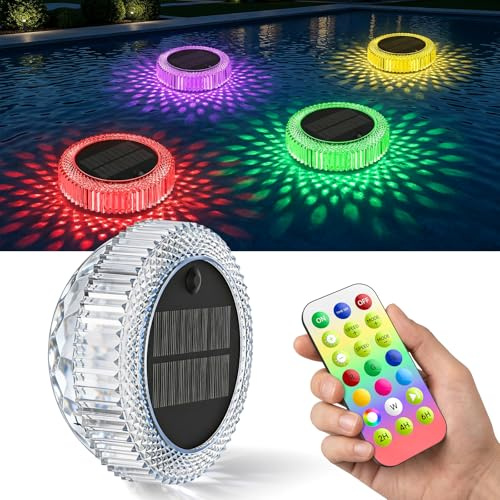 DoXtreme Schwimmende Poolbeleuchtung, Solar Poollicht mit Fernbedienung, Dynamisch Pool Beleuchtung, IP68 Wasserdicht Unterwasser Licht für Pool, Whirlpool, Teich, Garten