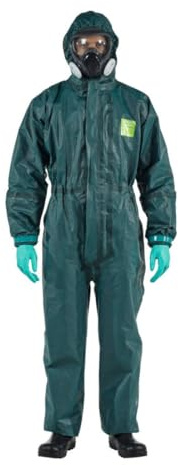 Ansell AlphaTec 4000 soldado y sellado por ultrasonidos, Modelo 111, Trajes de protección química (Tipo 3/4), Verde, Talla 4 (L), 1 unidad
