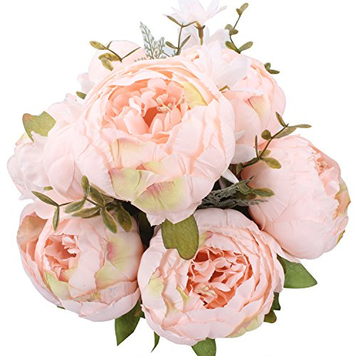 Duovlo Springs Künstliche Pfingstrosen aus Seide, Blumensträuße, Hochzeit, Heimdekoration, 1 Stück (Frühlings-Rosa)