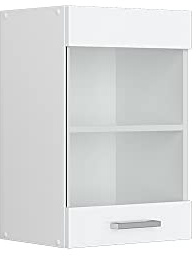 Vicco Küchenglasschrank R-Line, Weiß Hochglanz, 40 cm | 1 Tür · 1 Einlegeboden · Tiefe – 31 cm · ✓ Frei kombinierbar · ✓ Alles im Blick
