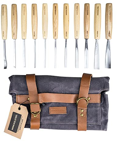WINCKELSTEEL Wood Carving Tools Set of 12 Wood Chisels - Glides Through Wood Like Butter - Quality Carving Tools Chisel Set for All Skill Levels, Woodworking Tools for Hobbyists Or Professionals