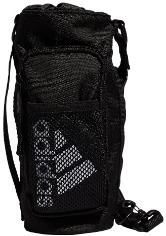 adidas Hydration Crossbody Water Bottle Sling Bag, Black/White, One Size.