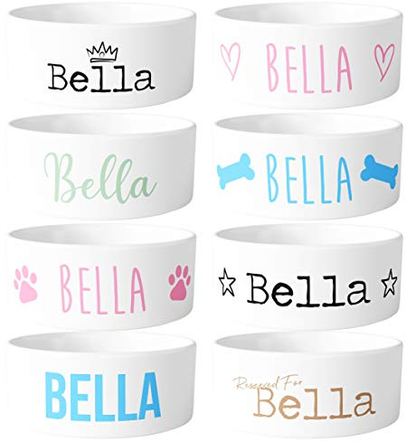 Personalised Ceramic Dog Bowl - Choose Your Own Design & Colour - Add Your Pet's Name