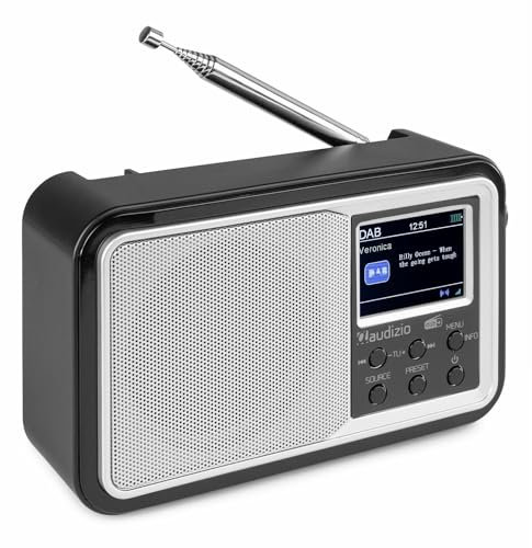 Audizio Anzio Portable DAB+ Digital Radio with Bluetooth Speaker, Rechargeable FM/DAB Radio, Alarm Clock & Sleep Timer, AUX Input & Headphone Out, Silver Finish