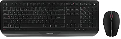 CHERRY GENTIX DESKTOP, Ensemble Clavier et Souris Sans Fil, Disposition EU (QWERTY), Radio 2,4 GHz, Repose-Poignets Intégré, Souris Symétrique, Noir