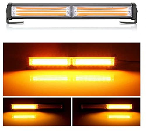 J/J Barre Lumineuse LED 12V 24V Orange 36W 30cm 9 Modes de Flash Éclairage Stroboscopique Lampe d'Avertissement Balise d'Urgence Clignotant Prise allume-cigare