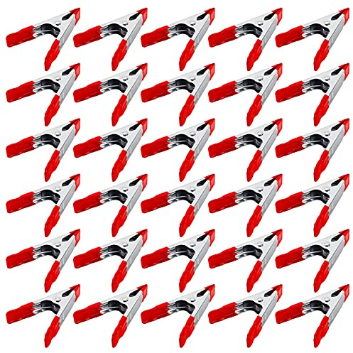 TOPZEA 30 Pack Steel Spring Clamps, 4 Inch Metal Clamps Set Spring Clip Clamps with Ergonomic Handles for Wood Working, Gripping, Camping, DIY, Backdrops Backgrounds, 1-1/3 Jaw Opening