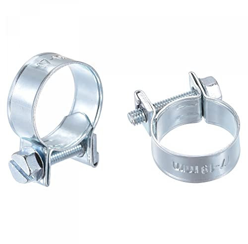 sourcing map 17-19mm Mini Fuel Injection Hose Clamp Zinc Plated Steel Fuel Line Clamp 20pcs