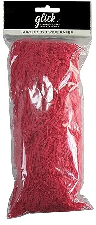 Glick Lyxigt strimlat silkespapper, perfekt för användning i presentförpackning, konst & hantverk, 30 GMS, röd