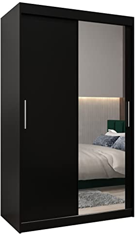 Armoire Tokyo 2 avec Porte Coulissante et Miroir - Dressing pour Chambre Adulte - Penderie Vêtement - Garde Robe - Placard - Closet