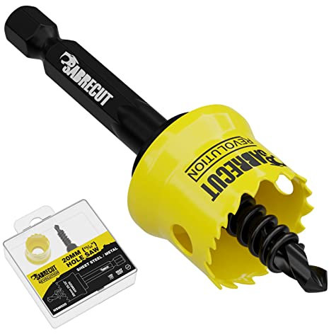 1 x SabreCut HSM020 20mm High Performance Thin Wall Sheet Steel Hole Saw Kit Features Steel Body and HSS M42 Cobalt Arbour with Progressive Tooth Profile for Cutting Wood, Plastic and Steel