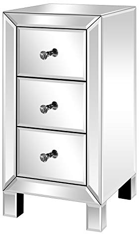 LEADZM Nachttisch Glas mit 3 Schubladen, Nachtschrank 30x30x60cm | Beistelltisch Aufbewahrungsschrank, für Wohnzimmer, Schlafzimmer, Büro, Badezimmer usw