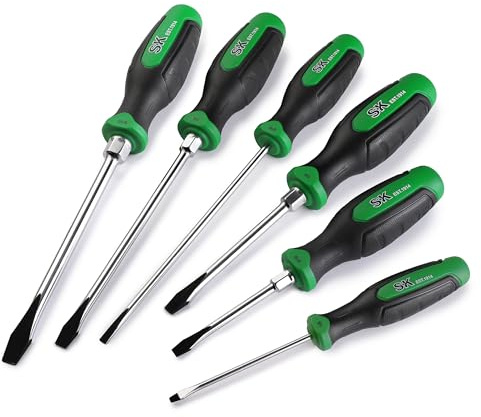 SK 6-Piece Slotted Screwdriver Set, Magnetic Screwdriver Set, S2 Steel, SureGrip Handle