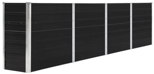 Blumenwanne Pflanztisch Balkonschrank Blumenkasten Hochbeete für Garten Hochbeet 320 x 40 x 77 cm Verzinkter Stahl Anthrazit Geeignet für Gartenbalkone im Freien