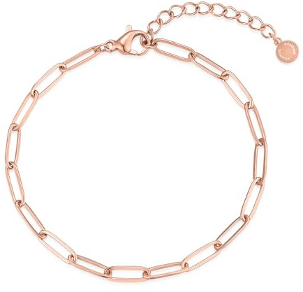 day.berlin Gliederarmband 18k vergoldet | Damen Armkette 15,5cm + 5cm variable Länge, 316L Edelstahl nickelfrei und wasserfest