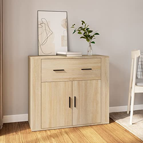 CKioict Buffetschrank modern Küchenschrank Vitrinenschrank Sideboard Sonoma-Eiche 80x33x70 cm Holzwerkstoff für Schlafzimmer & Wohnräume & Büro