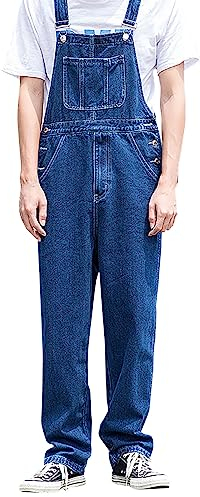 IQYU Arbeitshose Herren Blau Latzhose Männer - Jeanslatzhose Herren Lang 4Xl Overalls - Jumpsuits Männer Baggy Cargohose Sommer Jeanshose Denim-Arbeitslatzhose Onesie Hosenträger Latzanzug Streetwear
