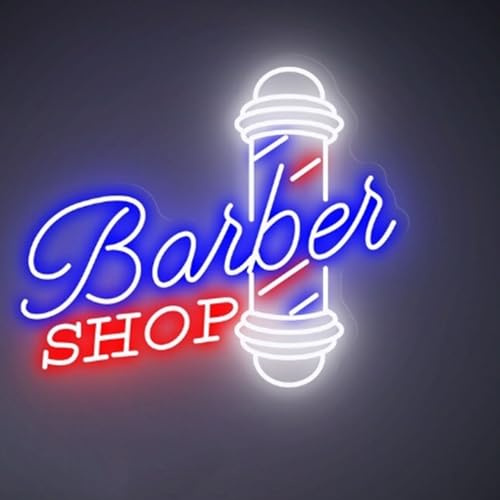 Insegna al neon a LED dimmerabile per barbiere e parrucchieri, decorazione da parete e finestra, materiale acrilico riutilizzabile, 40 x 34,5
