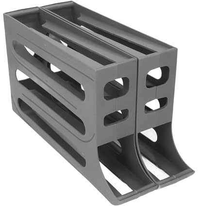 Dispensador de Huevos que Ahorra Espacio, 60 Unidades, Organizador Automático de Bandeja Rodante para Huevos Estándar, Grandes o Extra Grandes en Gabinetes de Cocina de (GRAY)